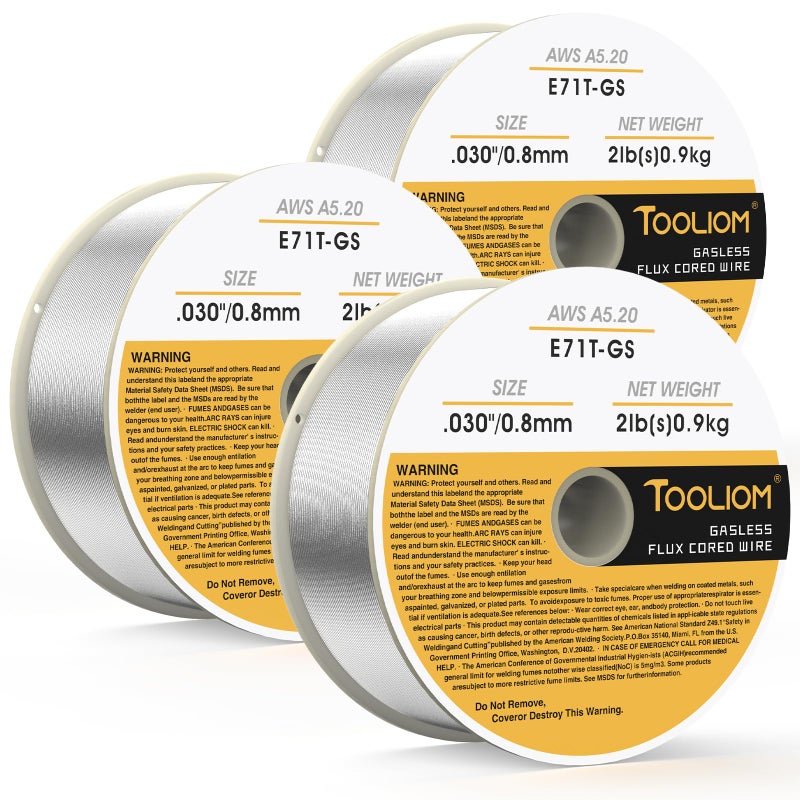 TOOLIOM E71T-GS .030"" Diameter 2-Pound Spool Flux Core Self-shielded Carbon Steel MIG Welding Wire 3 PCS - Image 1